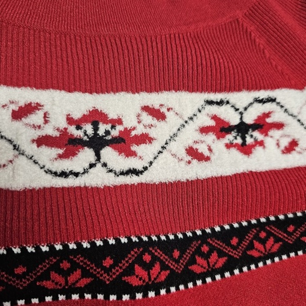 Draper James Red Floral Fair Isle Knit‎ Sweater Women's Size Small Mock Neck - Picture 10 of 12